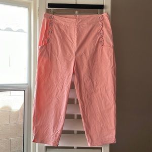 Voodoo Vixen Pinup Capri Pants Peddle Pusher Pink Button High Waist Vintage XL